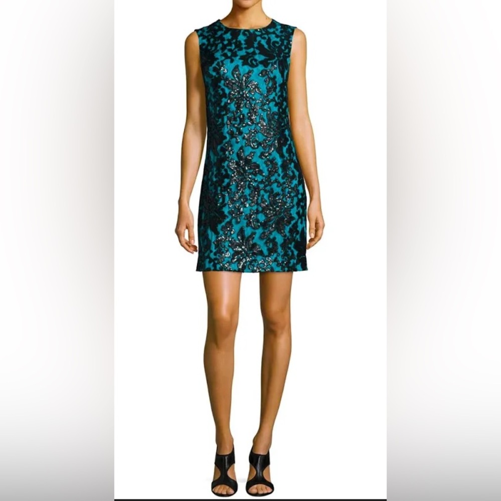 DVF TEAL & SEQUIN DRESS, NEW WITH TAGS, SIZE 6 - NEVER WORN